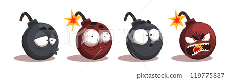 Bomb Funny Characters with Different Emotion Vector Set 119775887