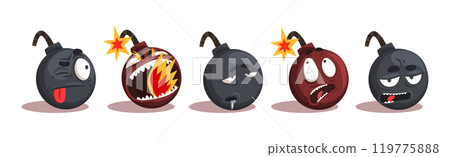 Bomb Funny Characters with Different Emotion Vector Set 119775888
