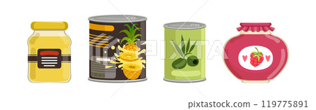 Different Market Product Object in Closed Container Vector Set 119775891