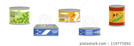 Different Market Product Object in Closed Container Vector Set 119775892