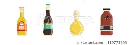 Different Liquid in Bottle as Market Product Vector Set 119775893