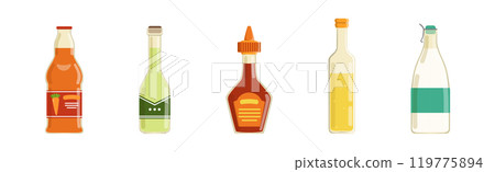 Different Liquid in Bottle as Market Product Vector Set 119775894