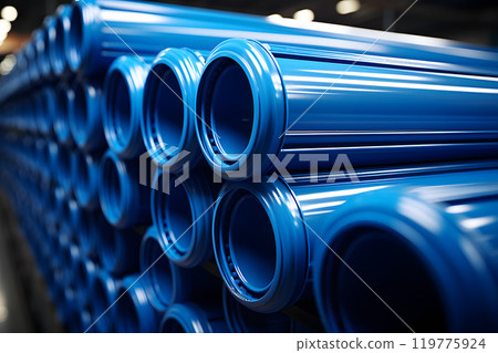 industrial products from colored plastic and rubber hoses and pipes 119775924
