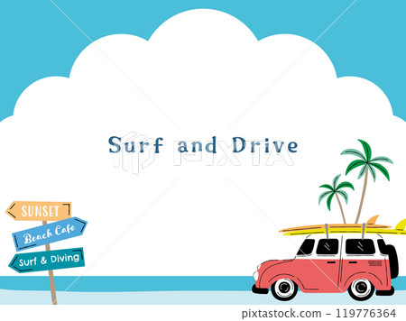 汽車沿著海灘行駛 汽車沿著海灘行駛 119776364