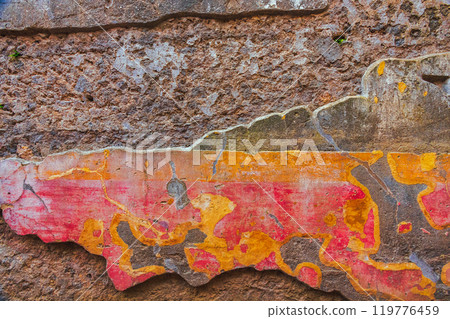 A Vibrant and Textured Wall Surface Featuring Colorful and Intricate Patterns and Designs of Pompei A Vibrant and Textured Wall Surface Featuring Colorful and Intricate Patterns and Designs of Pompei 119776459