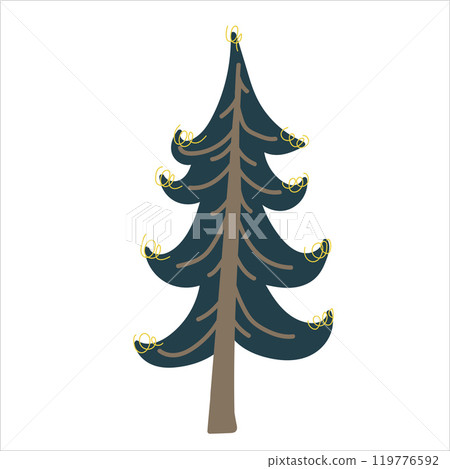 Decorated Christmas tree. Traditional winter holidays symbol. Vector design element. Decorated Christmas tree. Traditional winter holidays symbol. Vector design element. 119776592