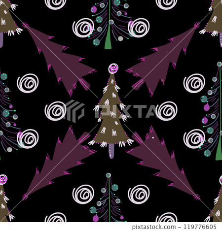 Seamless vector background with Christmas and New Year motifs. Minimalists style texture for decoration, wrapping paper, textile, scrapbboking. Seamless vector background with Christmas and New Year motifs. Minimalists style texture for decoration, wrapping paper, textile, scrapbboking. 119776605