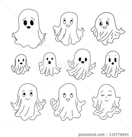 Cute ghosts set. Vector cartoon character illustration. 119776691