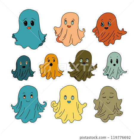 Cute ghosts set. Vector cartoon character illustration. 119776692