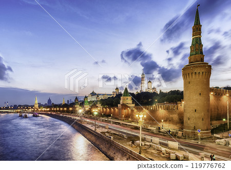 Scenic view over the Kremlin and Moskva River, Moscow, Russia Scenic view over the Kremlin and Moskva River, Moscow, Russia 119776762