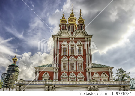 Orthodox church inside Novodevichy convent, iconic landmark in Moscow, Russia 119776784