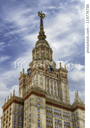 Lomonosov State University building in Moscow, Russia 119776786