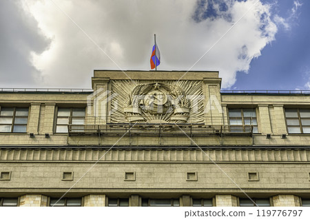 Detail of the State Duma, Parliament building of Russian Federation 119776797