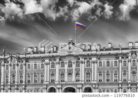 Facade of the Winter Palace, Hermitage Museum, St. Petersburg, Russia 119776810