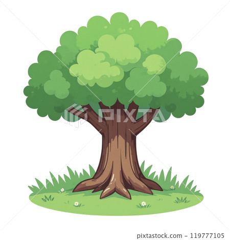 Under the giant tree of fresh greenery 119777105