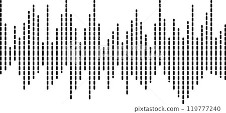 Captivating sound wave pattern with black dots on white background, perfect for tech, audio, and creative projects 119777240