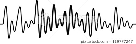 Black sound wave vibrates on a white background, ideal for music, sound, and tech projects 119777247