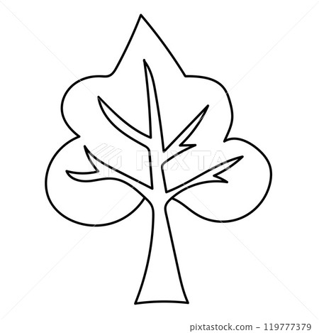 Hand drawn line drawing of a plant leaf. Vector illustration. Hand drawn line drawing of a plant leaf. Vector illustration. 119777379
