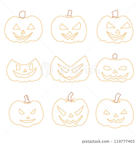 Set of pumpkins. Vector illustration. 119777403
