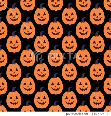 Seamless vector pattern with cute pumpkins. 119777405