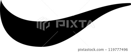Abstract black shape with a curved line design, evoking dynamism and movement, ideal for minimalist and modern projects 119777496