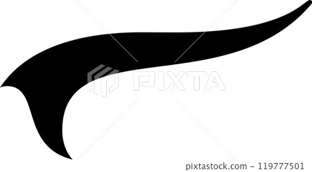 Bold black shape rises diagonally, adding energy and movement. The sleek curve swooshes upwards elegantly on a white background, perfect for logos, icons, or branding 119777501