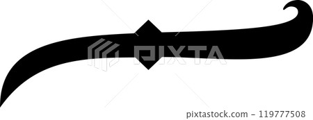 Black ribbon banner with a diamond shape, waving elegantly, perfect for framing titles or announcements, ideal for promoting products, services, discounts, or advertising online or in print 119777508