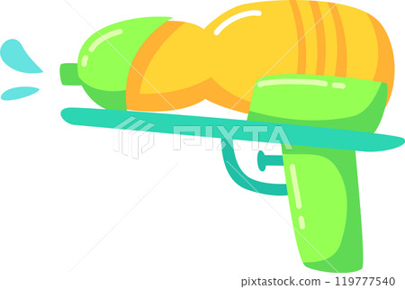 Cartoon water gun squirting water with a fun, colorful design, perfect for summer illustrations, games, or any project needing a playful touch Cartoon water gun squirting water with a fun, colorful design, perfect for summer illustrations, games, or any project needing a playful touch 119777540