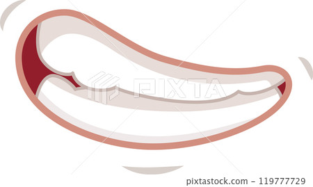 Cartoon illustration of a big toothy smile with tongue sticking out, great for concepts involving humor, happiness, and playful expressions 119777729
