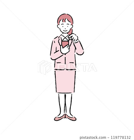 A woman in a suit operating a smartphone 119778132