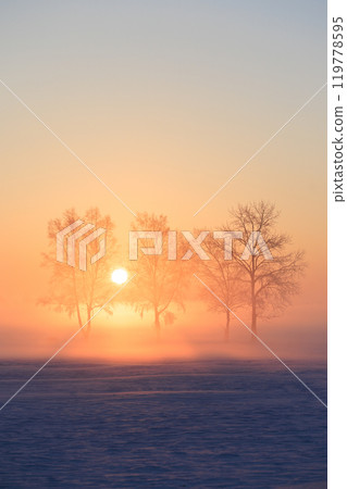 Fog ice and sunrise Fog ice and sunrise 119778595