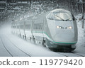 Silver Wings E3 series train at snowy Itaya Pass 119779420