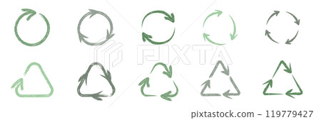Hand drawn recycling symbols set 119779427