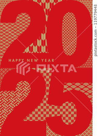 時尚簡約2025蛇年新年賀卡 119779448