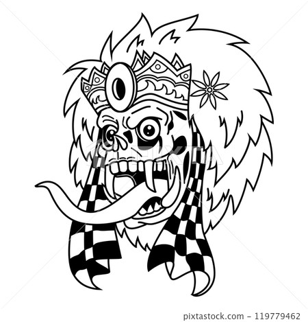 tattoo style black and white illustration of a skull art. Hand drawn skull tattoo. line drawing coloring book vector. 119779462