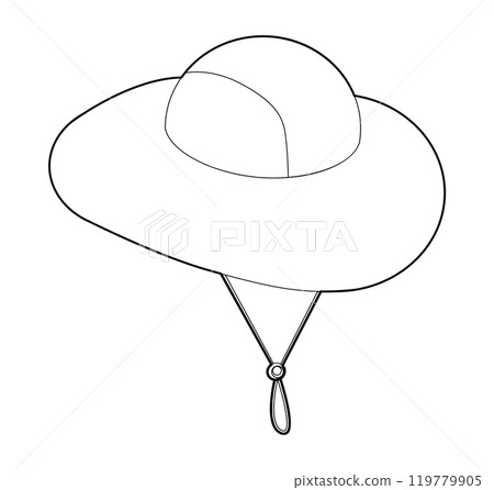 Garden Bucket Hat. Summer Head Fashion accessory cap with wide brim clothing technical illustration. Vector headgear 119779905