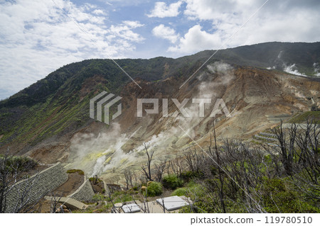 Hakone, Shizuoka Prefecture: Summer scenery of Owakudani and Lake Ashi Hakone, Shizuoka Prefecture: Summer scenery of Owakudani and Lake Ashi 119780510