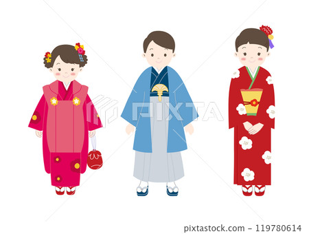 七五山和服兒童女孩男孩兒童穿著和服 119780614