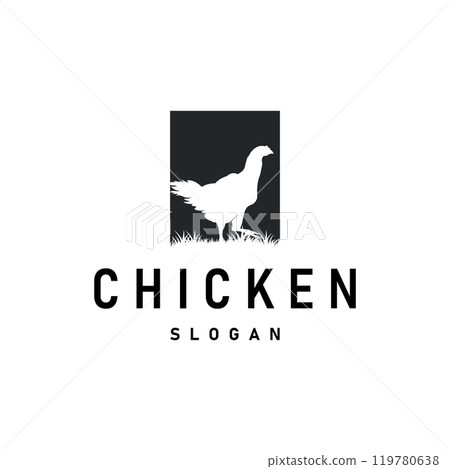Chicken Logo, For Roast Chicken Restaurant, Farm Vector, Simple Minimalist Design For Restaurant Food Business Chicken Logo, For Roast Chicken Restaurant, Farm Vector, Simple Minimalist Design For Restaurant Food Business 119780638