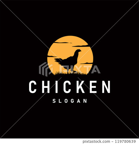 Chicken Logo, For Roast Chicken Restaurant, Farm Vector, Simple Minimalist Design For Restaurant Food Business 119780639