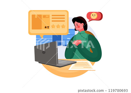 Customer Review IllustratiCustomer Review Illustration concept. Flat illustration isolated on white backgroundon concept. Flat illustration isolated on white background 119780693