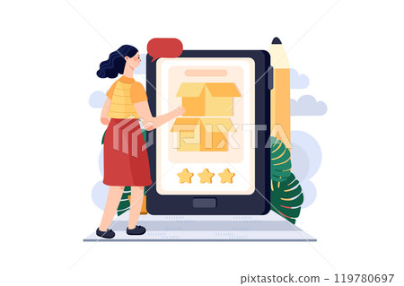 Customer Review IllustratiCustomer Review Illustration concept. Flat illustration isolated on white backgroundon concept. Flat illustration isolated on white background 119780697