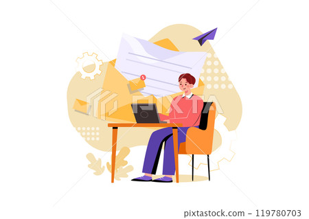 Email Email Marketing Illustration concept. Flat illustration isolated on white backgroundMarketing Illustration concept. Flat illustration isolated on white background 119780703
