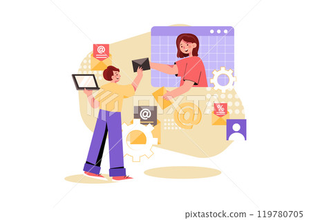 Email Email Marketing Illustration concept. Flat illustration isolated on white backgroundMarketing Illustration concept. Flat illustration isolated on white background 119780705
