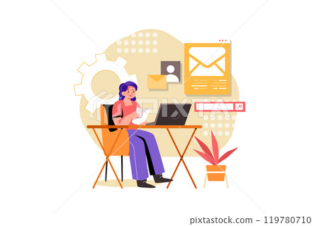 Email Email Marketing Illustration concept. Flat illustration isolated on white backgroundMarketing Illustration concept. Flat illustration isolated on white background 119780710