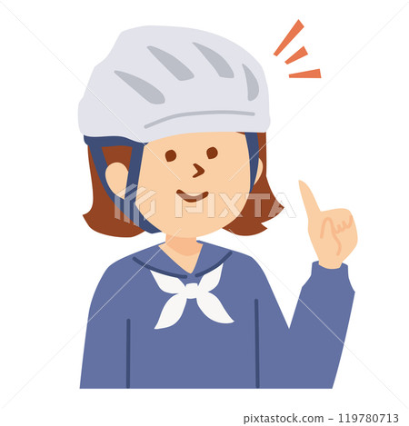 Illustration of a student wearing a helmet Illustration of a student wearing a helmet 119780713