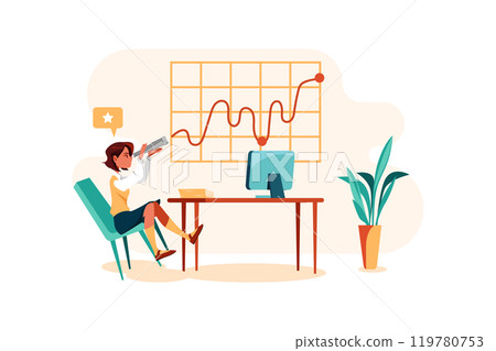 Employee looking at marketing growth Employee looking at marketing growth 119780753