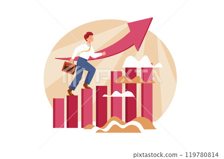 Business growth concept. Successful businessman climbing the corporate ladder. 119780814