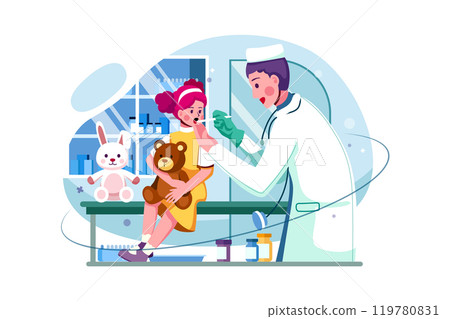 Kid checkup at children doctor Kid checkup at children doctor 119780831