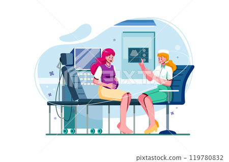 Ultrasound procedure of pregnant woman 119780832